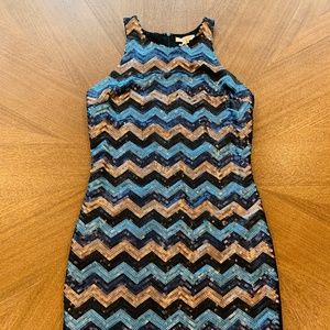 Sequin Chevron Boutique Dress - Small